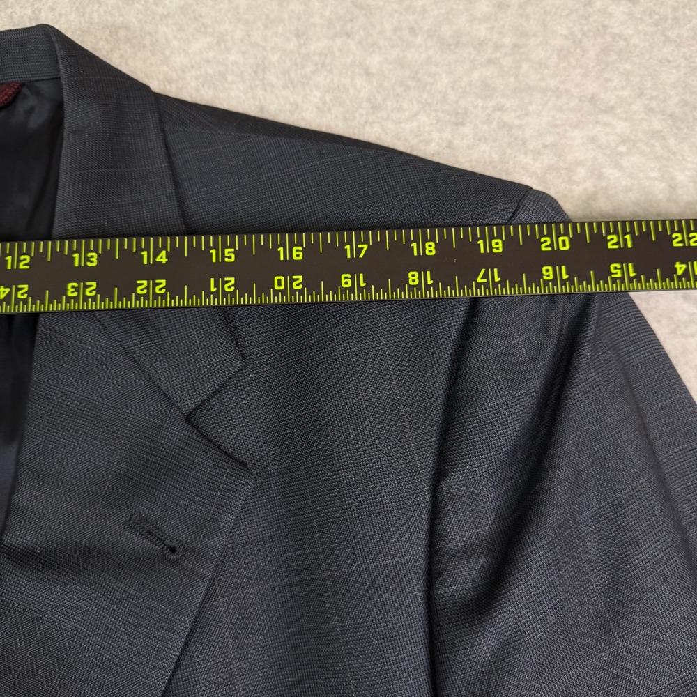 Hart Schaffner Marx Dillard's Mens 44R Blazer Pure New Wool Glen Plaid Charcoal - Picture 7 of 16